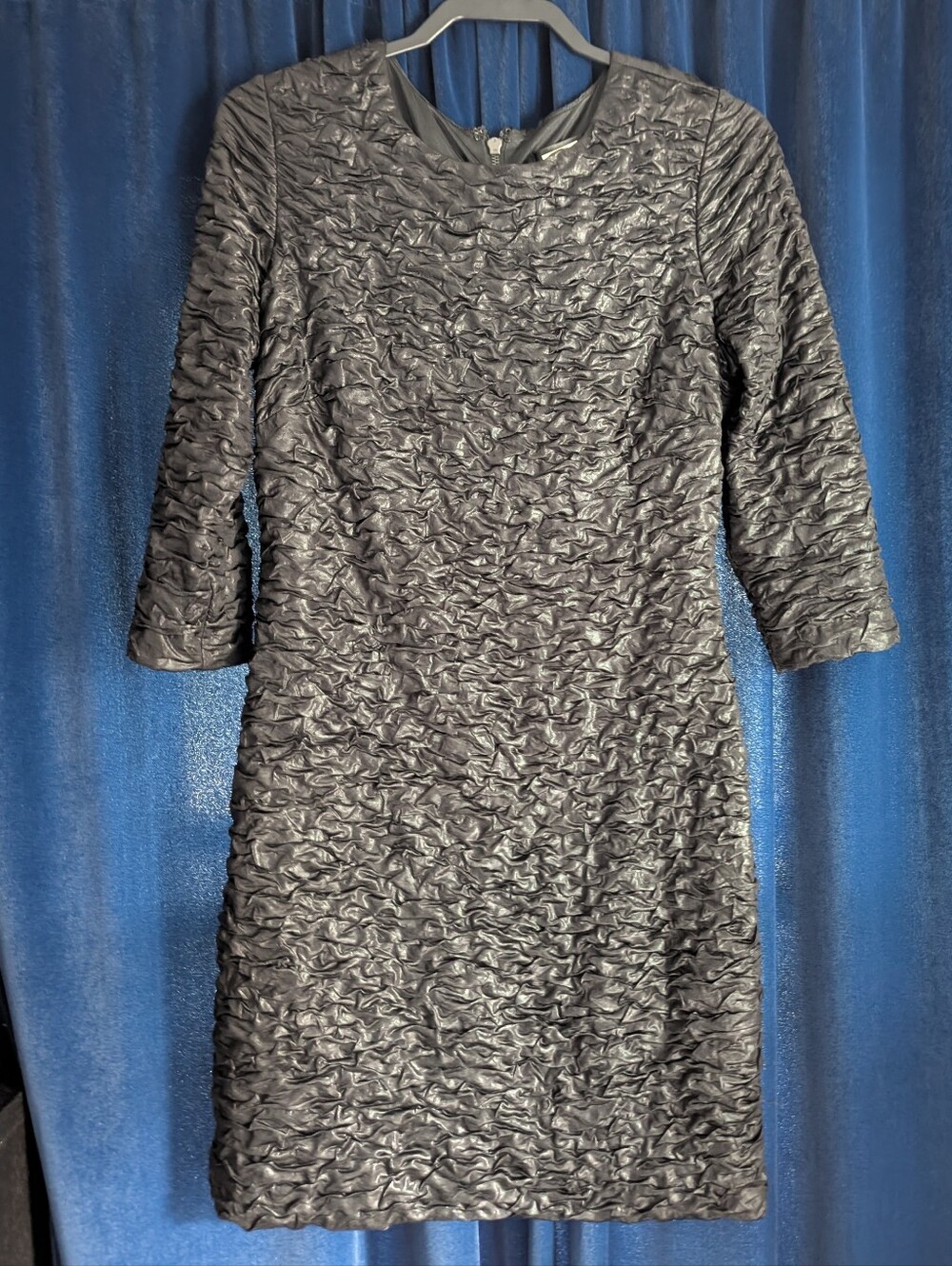 Alexia Admor Black Textured Ruched Mini Dress Size Large